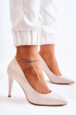 Sergio Leone Perłowe Czółenka Szpilki Beżowe Feliciana