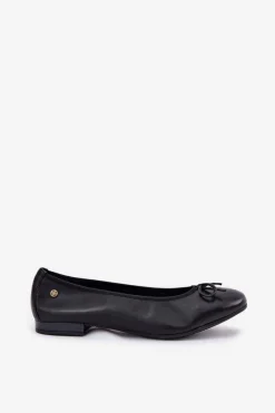 Skórzane Baleriny Damskie Maciejka P6800-01 Czarne