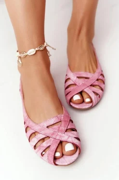 Skórzane Baleriny Maciejka Czerwone 04506-28