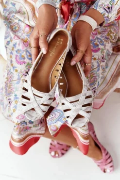 Skórzane Baleriny Maciejka Beżowo-Szare 04506-04