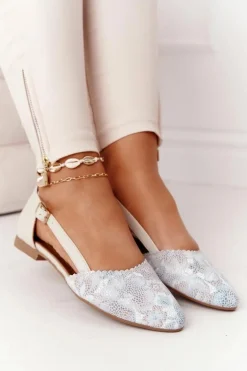 Skórzane Baleriny Maciejka 4972A-04 Beżowe