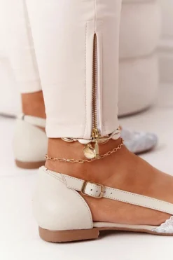 Skórzane Baleriny Maciejka 4972A-04 Beżowe