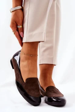 Skórzane Baleriny Monnari 0920-017 Brązowe