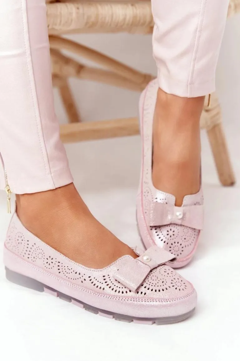 Skórzane Baleriny RIO FLORE Eco-Friendly Różowe