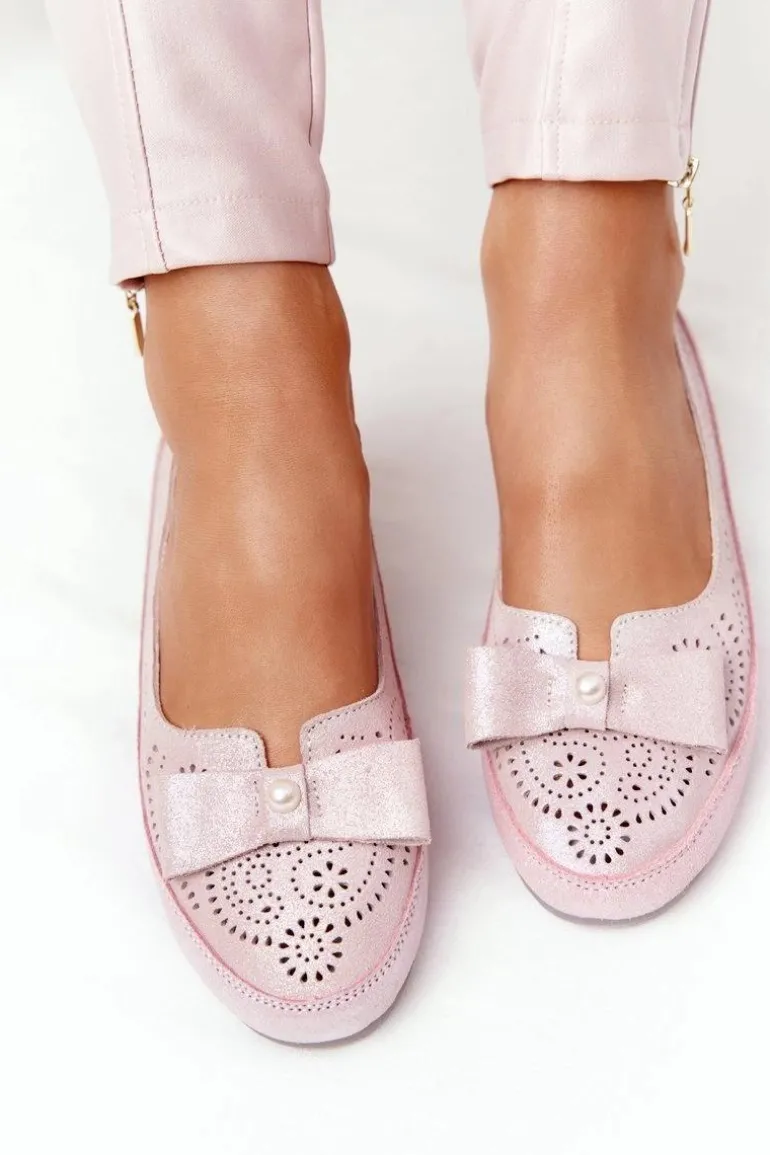 Skórzane Baleriny RIO FLORE Eco-Friendly Różowe