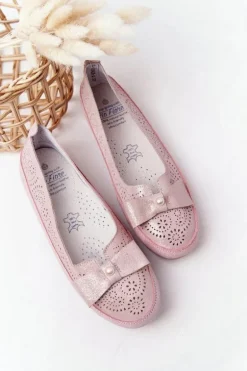 Skórzane Baleriny RIO FLORE Eco-Friendly Różowe