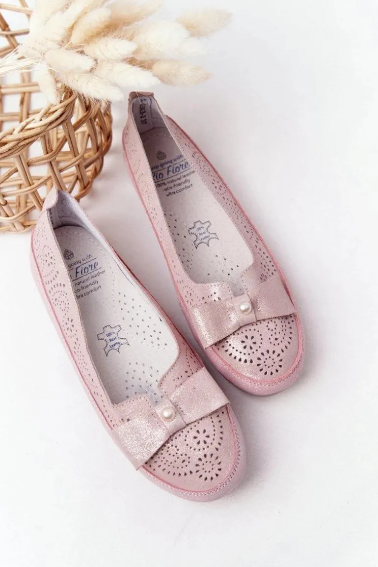 Skórzane Baleriny RIO FLORE Eco-Friendly Różowe