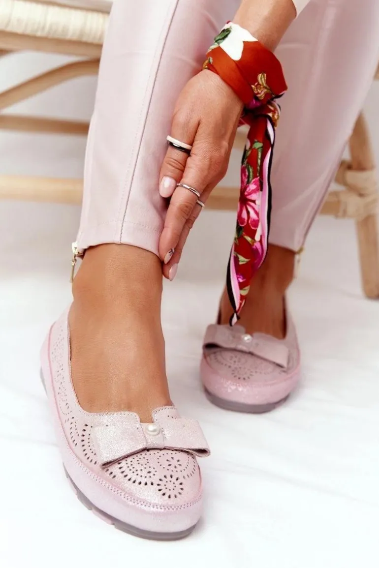 Skórzane Baleriny RIO FLORE Eco-Friendly Różowe