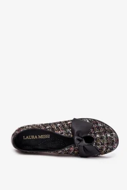 Skórzane Baleriny Z Kokardą Laura Messi 2921 Czarne