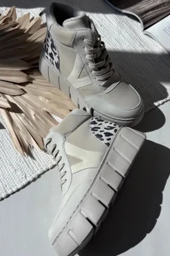 Skórzane Botki Damskie Na Platformie Ocieplane Vinceza 66838 Beżowe