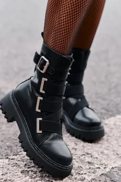 Skórzane Botki Damskie Ocieplane Big Star OO274A256 Czarne