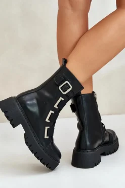 Skórzane Botki Damskie Ocieplane Big Star OO274A256 Czarne