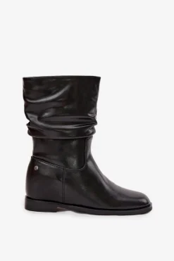 Skórzane Botki Damskie Z Marszczeniem Ocieplane Maciejka K7211-01 Czarne