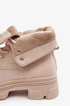 Skórzane Botki Na Koturnie Maciejka 06185-22 Jasnobeżowe