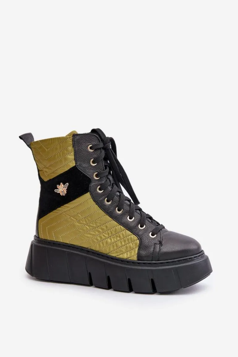 Skórzane Botki Na Platformie Maciejka 06751-01 Czarne