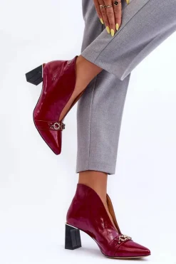 Skórzane Botki Na Słupku Maciejka 05262-15 Fuksja