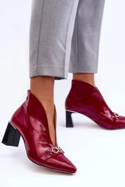 Skórzane Botki Na Słupku Maciejka 05262-15 Fuksja