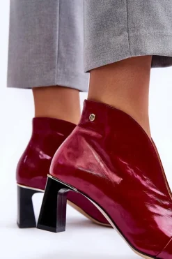 Skórzane Botki Na Słupku Maciejka 05262-15 Fuksja