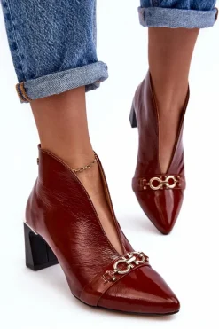 Skórzane Botki Na Słupku Maciejka 05262-02 Brązowe