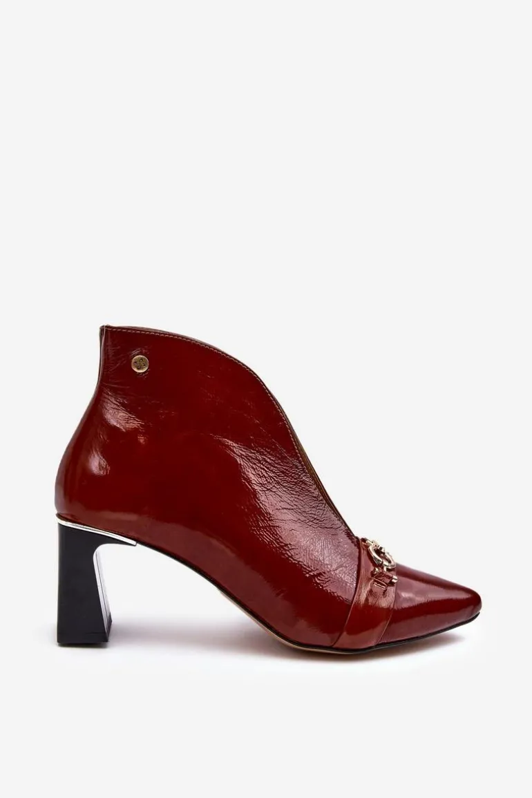 Skórzane Botki Na Słupku Maciejka 05262-02 Brązowe