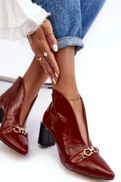 Skórzane Botki Na Słupku Maciejka 05262-02 Brązowe