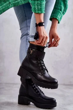 Skórzane Botki Na Suwak Z Ociepleniem Czarne Ramsey