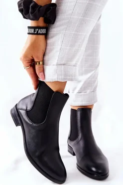 Skórzane Botki Sergio Leone BT523 Czarne