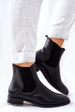 Skórzane Botki Sergio Leone BT523 Czarne