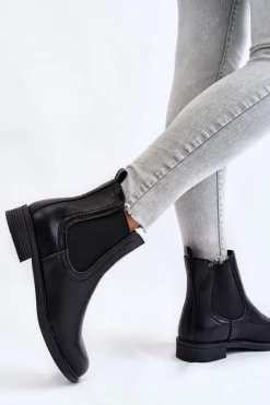 Skórzane Botki Sztyblety Czarne Astate