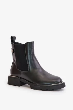 Skórzane Botki Sztyblety Na Zamek GOE OO2N4147-E2 Czarne