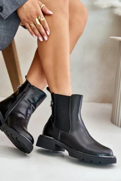 Skórzane Botki Sztyblety Na Zamek GOE OO2N4147-E2 Czarne