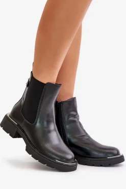 Skórzane Botki Sztyblety Na Zamek GOE OO2N4147-E2 Czarne