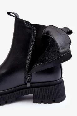 Skórzane Botki Sztyblety Na Suwak Czarne Pitrese
