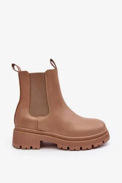 Skórzane Botki Sztyblety Na Suwak Ciemnobeżowe Pitrese