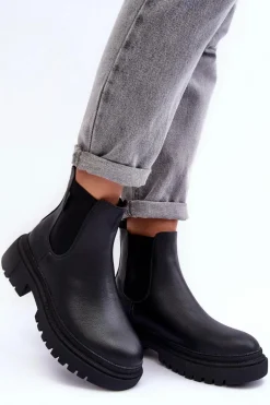 Skórzane Botki Sztyblety Ocieplane Big Star MM274619 Czarne