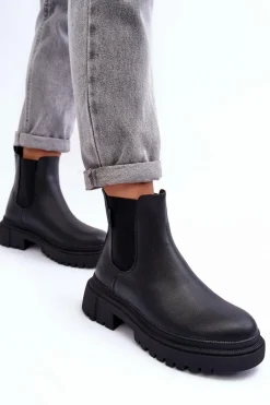 Skórzane Botki Sztyblety Ocieplane Big Star MM274619 Czarne