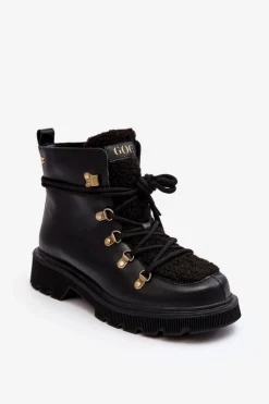 Skórzane Botki Trapery Damskie GOE MM2N4082 Czarne