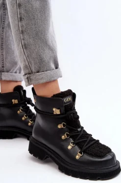 Skórzane Botki Trapery Damskie GOE MM2N4082 Czarne