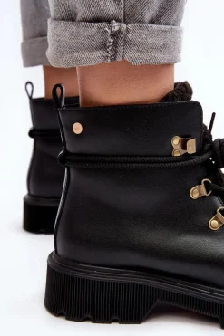 Skórzane Botki Trapery Damskie GOE MM2N4082 Czarne