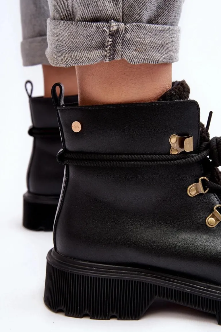 Skórzane Botki Trapery Damskie GOE MM2N4082 Czarne