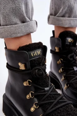 Skórzane Botki Trapery Damskie GOE MM2N4082 Czarne