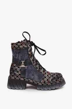 Skórzane Botki Workery Damskie Maciejka 07072-03 Multikolor