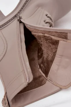 Skórzane Botki Workery Damskie Na Klocku Z Przypinkami Artiker 57C0181 Beżowe