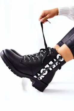 Skórzane Botki Workery Na Suwak Czarne Henri