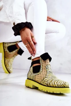 Skórzane Botki Wsuwane Maciejka 05324-07 Żółte