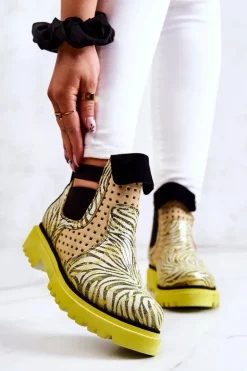 Skórzane Botki Wsuwane Maciejka 05324-07 Żółte