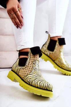 Skórzane Botki Wsuwane Maciejka 05324-07 Żółte