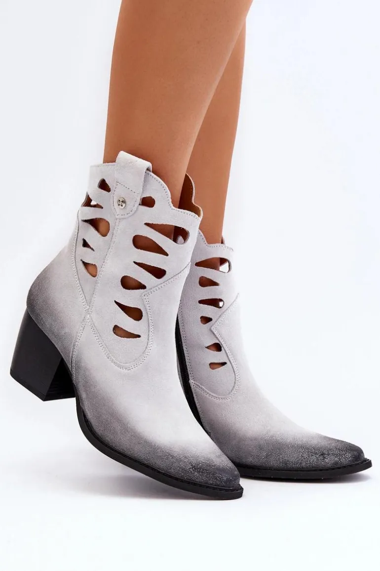 Skórzane Botki Z Wycięciami Maciejka 06412-11 Białe