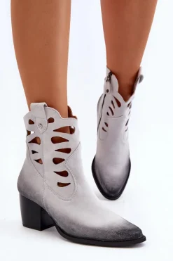 Skórzane Botki Z Wycięciami Maciejka 06412-11 Białe