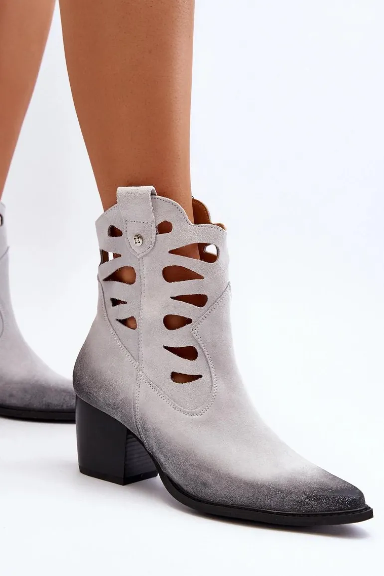 Skórzane Botki Z Wycięciami Maciejka 06412-11 Białe